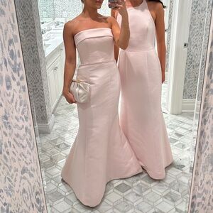 Amsale ballet pink Jaylin Strapless bridesmaid dress
